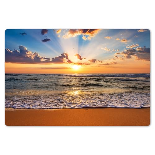 KitchenYeah© Platzsets Abwaschbar 6-Teilig 45x30 cm Tischsets Platzdeckchen rutschfeste Platzset Unterlage Tisch Set Esstisch Modern Placemats Strand - Meer - Sonnenuntergang - Wolken - Horizont von KitchenYeah