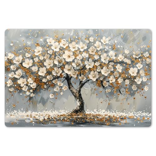 KitchenYeah© Platzsets Abwaschbar 6er Set 45x30 cm Tischsets Platzdecken Platzset Tischset Esstisch Tischuntersetzer Unterlagen rutschfest Baum - Gold - Blumen - Abstrakt - Kunst von KitchenYeah