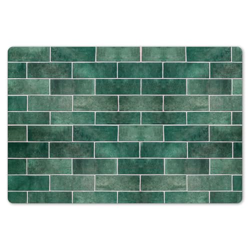 KitchenYeah© Platzsets Abwaschbar 6er Set 45x30 cm Tischsets Platzdecken Platzset Tischset Esstisch Tischuntersetzer Unterlagen rutschfest Kacheln - Grün - Design - Strukturen von KitchenYeah