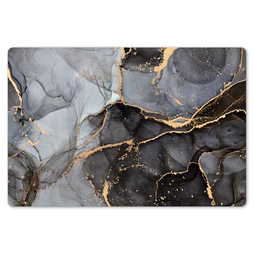 KitchenYeah© Platzsets Abwaschbar 6er Set 45x30 cm Tischsets Platzdecken Platzset Tischset Esstisch Tischuntersetzer Unterlagen rutschfest Marmor - Abstrakt - Gold - Grau von KitchenYeah