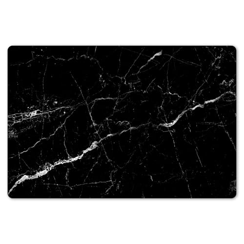 KitchenYeah© Platzsets Abwaschbar 6er Set 45x30 cm Tischsets Platzdecken Platzset Tischset Esstisch Tischuntersetzer Unterlagen rutschfest Marmoroptik - Schwarz - Luxus von KitchenYeah