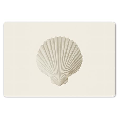 KitchenYeah© Platzsets Abwaschbar 6er Set 45x30 cm Tischsets Platzdecken Platzset Tischset Esstisch Tischuntersetzer Unterlagen rutschfest Muschel - Minimalistisch - Weiß von KitchenYeah