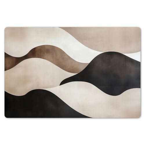 KitchenYeah© Platzsets Abwaschbar 6er Set 45x30 cm Tischsets Platzdecken Platzset Tischset Esstisch Tischuntersetzer Unterlagen rutschfest Wellen - Abstrakt - Beige von KitchenYeah