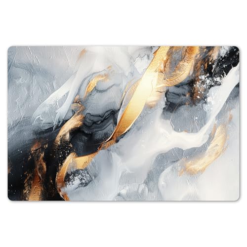 KitchenYeah© Platzsets Abwaschbare Placemats Set 6 45x30 cm Tischsets Platzdeckchen Platzset Tischset Esstisch Telleruntersetzer Waschbar Abstrakt - Gold - Malerei - Ästhetik - Kunst von KitchenYeah