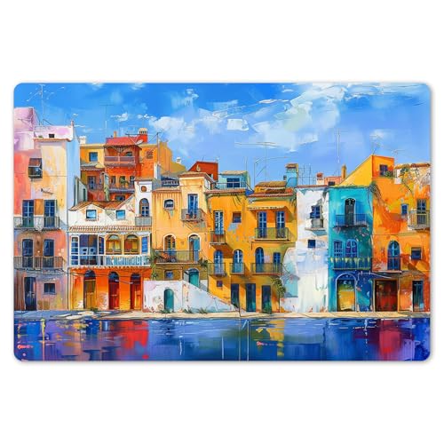 KitchenYeah© Platzsets Abwaschbare Placemats Set 6 45x30 cm Tischsets Platzdeckchen Platzset Tischset Esstisch Telleruntersetzer Waschbar Architektur - Farbenfroh - Kunst - Modern von KitchenYeah