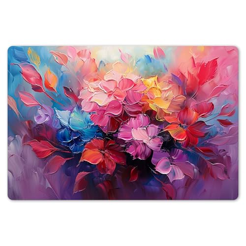 KitchenYeah© Platzsets Abwaschbare Placemats Set 6 45x30 cm Tischsets Platzdeckchen Platzset Tischset Esstisch Telleruntersetzer Waschbar Blumen - Malerei - Abstrakt - Farbenfroh von KitchenYeah