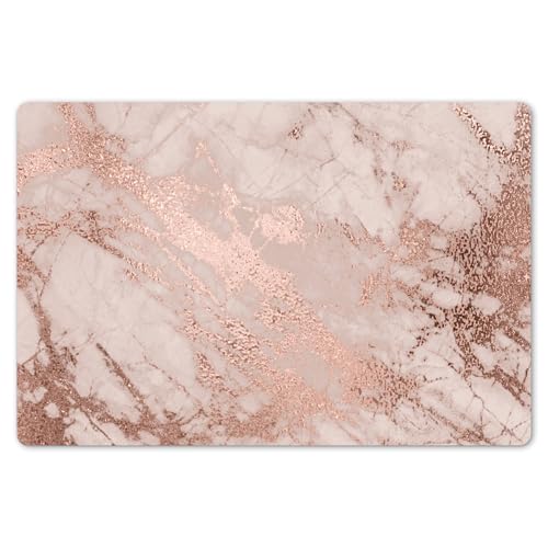 KitchenYeah© Platzsets Abwaschbare Placemats Set 6 45x30 cm Tischsets Platzdeckchen Platzset Tischset Esstisch Telleruntersetzer Waschbar Marmor - Rosa - Luxus - Marmoroptik - Glitzer - Design von KitchenYeah