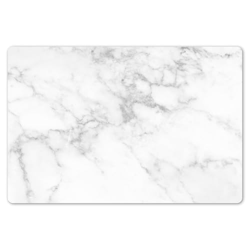 KitchenYeah© Platzsets Abwaschbare Placemats Set 6 45x30 cm Tischsets Platzdeckchen Platzset Tischset Esstisch Telleruntersetzer Waschbar Marmor - Weiß - Grau - Marmorstruktur von KitchenYeah