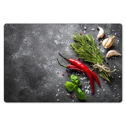 KitchenYeah© Platzsets Abwaschbare Placemats Set 6 45x30 cm Tischsets Platzdeckchen Platzset Tischset Esstisch Telleruntersetzer Waschbar Pfeffer - Kräuter - Gewürze - Beton von KitchenYeah