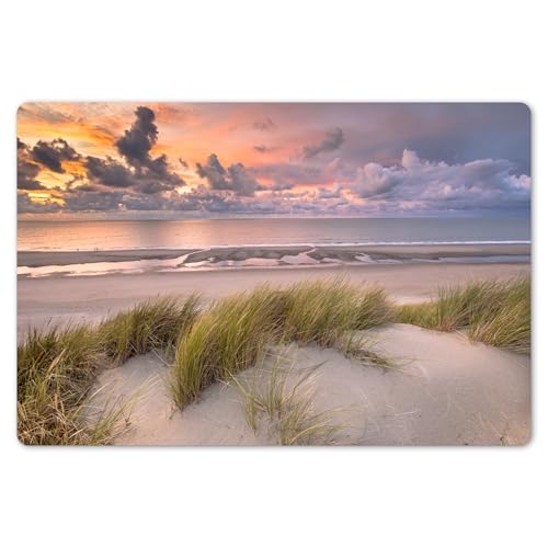 KitchenYeah© Platzsets Abwaschbare Placemats Set 6 45x30 cm Tischsets Platzdeckchen Platzset Tischset Esstisch Telleruntersetzer Waschbar Sonnenuntergang - Düne - Strand - Pflanzen - Meer von KitchenYeah