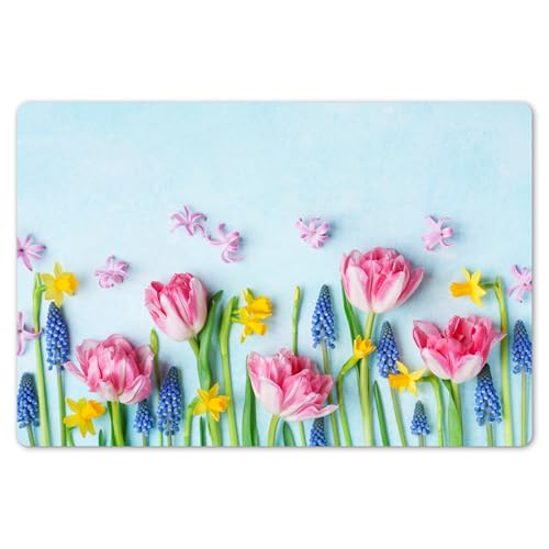 KitchenYeah© Platzsets Abwaschbare Placemats Set 6 45x30 cm Tischsets Platzdeckchen Platzset Tischset Esstisch Telleruntersetzer Waschbar Stilleben - Blumen - Frühling von KitchenYeah