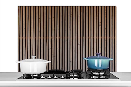 KitchenYeah© Spritzschutz Küchenrückwand Platte Küchen Zubehör Aluminium Platte Herd Spritzschutz WandverkleidungVintage - Holz - Design - Moderne - 100x65 cm von KitchenYeah