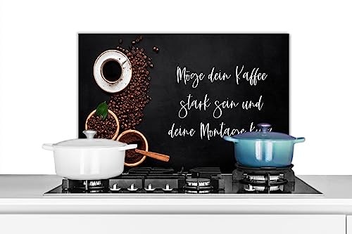 KitchenYeah© Spritzschutz Küchenrückwand Platte Küche Deko Aluminium Platte Spritzschutz Küchenwand WandverkleidungSprichwörter - Orange - Möge dein Kaffee stark sein und dein Montag kurz - Zitate - 7 von KitchenYeah
