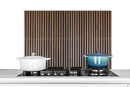 KitchenYeah© Spritzschutz Küchenrückwand Platte Küchen Zubehör Aluminium Platte Herd Spritzschutz WandverkleidungVintage - Holz - Design - Moderne - 80x55 cm von KitchenYeah