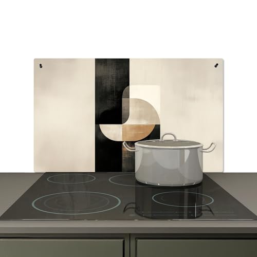KitchenYeah© Spritzschutz Küchenrückwand Vinyl 85x52 cm Küche Wand Deko Küchenwand Rückwand, Ceranfeldabdeckung Modern - Quadrat - Formen von KitchenYeah