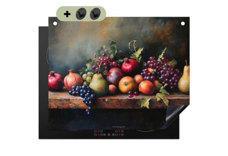 KitchenYeah Küchenrückwand Rustikal - Stilleben - Obst, (1-tlg), Abdeckung Induktionskochfeld Schutzmatte, Küche Deko, 65x52 cm von KitchenYeah