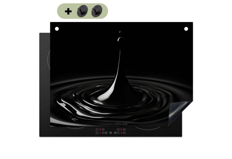 KitchenYeah Küchenrückwand Schwarz - Wasser - Tropfen, (1-tlg), Abdeckplatte für Ceranfeld, Herd Inductionsmatte, 71x52 cm von KitchenYeah