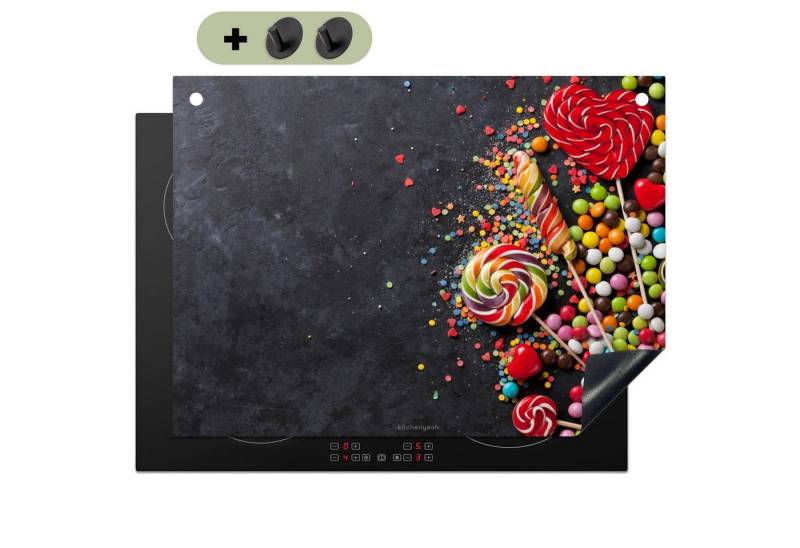 KitchenYeah Küchenrückwand Süßigkeit - Bunt - Lutscher, (1-tlg), Spritzschutz Küche, Herdabdeckplatte Einteilig, 70x52 cm von KitchenYeah