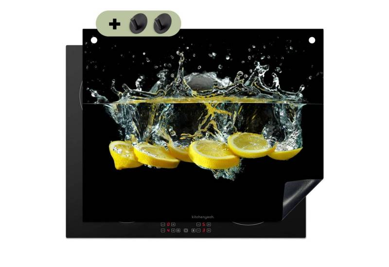 KitchenYeah Küchenrückwand Zitrone - Wasser - Obst, (1-tlg), Herdabdeckplatten Ceranfeld, Induktionsschutz, Spritzschutz, 65x55 cm von KitchenYeah