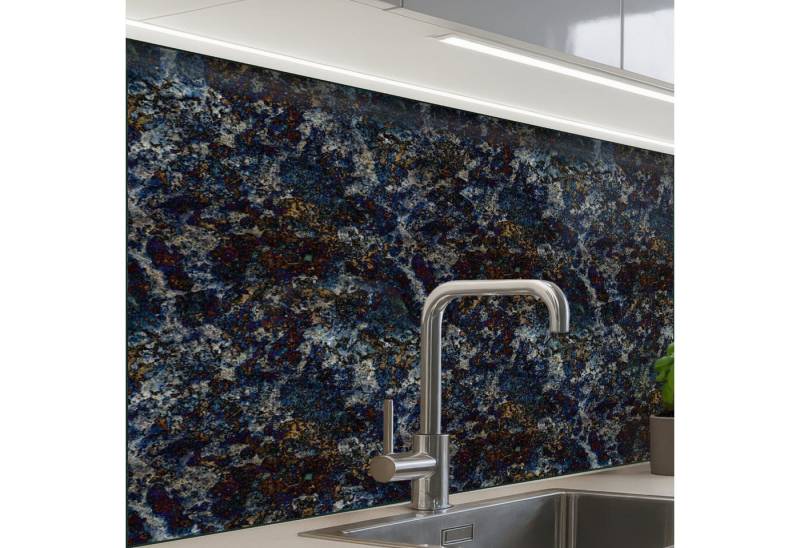 KitchenYeah Küchenrückwand selbstklebend Blau - Granit - Dunkel, (1-tlg), Spritzschutz, Küche, Rückwand, Küchenwand, Küchenfront, 80x60 cm von KitchenYeah