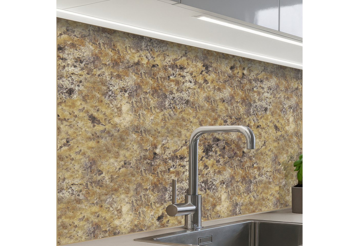 KitchenYeah Küchenrückwand selbstklebend Braun - Weiß - Flecken - Granit, (1-tlg), Spritzschutz, Küche, Rückwand, Küchenwand, Küchenfront, 80x60 cm von KitchenYeah
