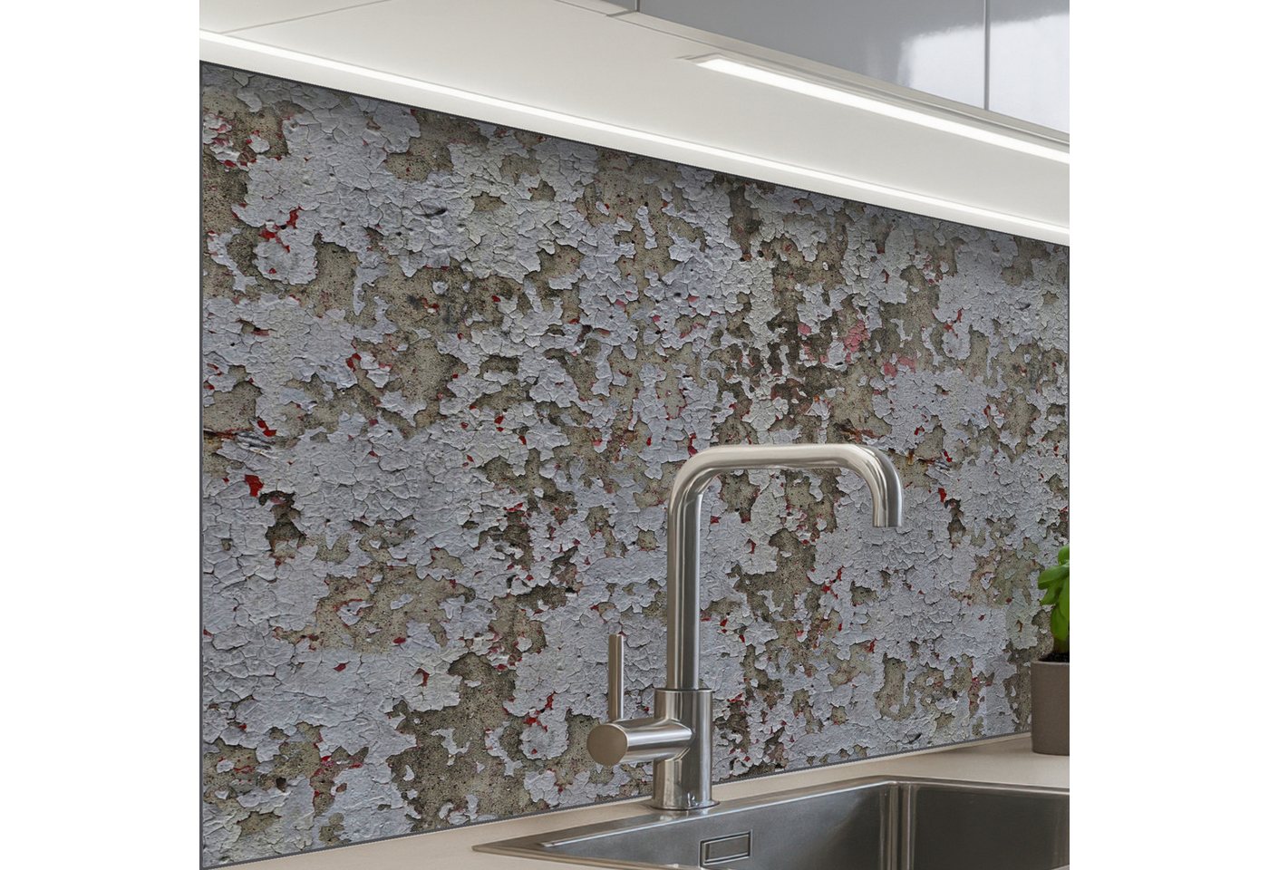 KitchenYeah Küchenrückwand selbstklebend Farbe - Grau - Abnutzung, (1-tlg), Spritzschutz, Küche, Rückwand, Küchenwand, Küchenfront, 80x60 cm von KitchenYeah