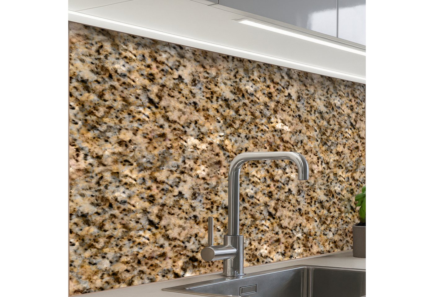 KitchenYeah Küchenrückwand selbstklebend Granit - Beige - Muster, (1-tlg), Spritzschutz, Küche, Rückwand, Küchenwand, Küchenfront, 80x60 cm von KitchenYeah
