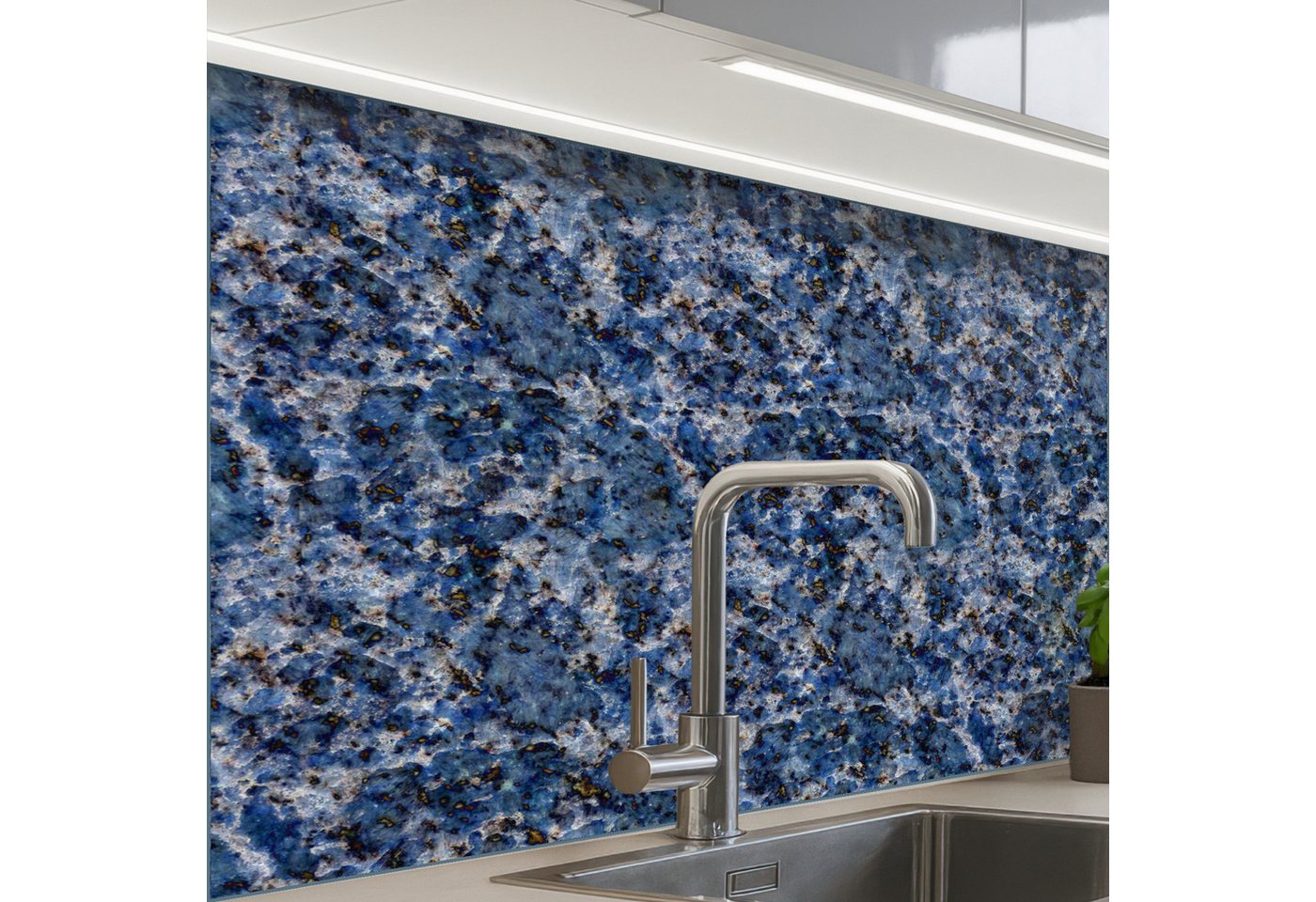 KitchenYeah Küchenrückwand selbstklebend Granit - Blau - Kühl, (1-tlg), Spritzschutz, Küche, Rückwand, Küchenwand, Küchenfront, 80x60 cm von KitchenYeah