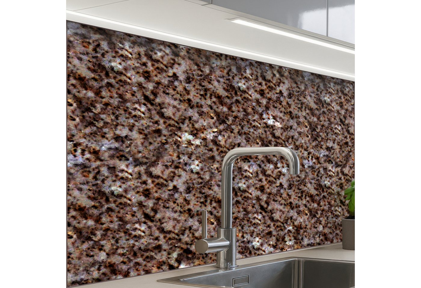 KitchenYeah Küchenrückwand selbstklebend Granit - Braun - Textur, (1-tlg), Spritzschutz, Küche, Rückwand, Küchenwand, Küchenfront, 80x60 cm von KitchenYeah