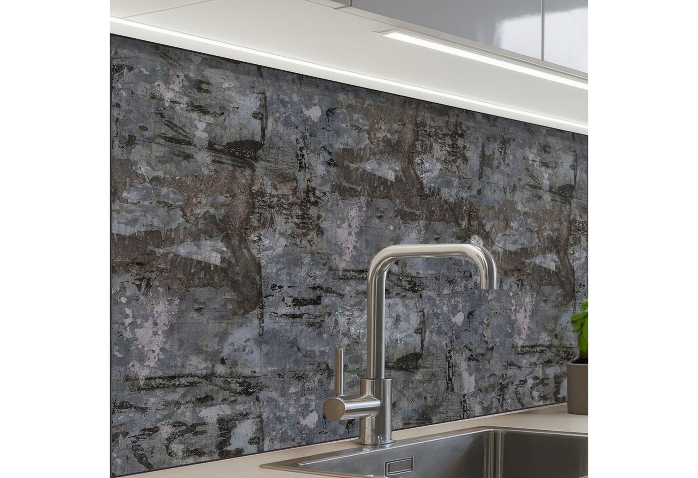 KitchenYeah Küchenrückwand selbstklebend Grau - Schwarz - Wand, (1-tlg), Spritzschutz, Küche, Rückwand, Küchenwand, Küchenfront, 80x60 cm von KitchenYeah