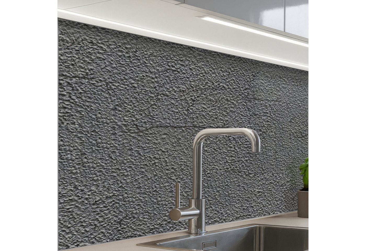 KitchenYeah Küchenrückwand selbstklebend Grau - Wand - Risse, (1-tlg), Spritzschutz, Küche, Rückwand, Küchenwand, Küchenfront, 80x60 cm von KitchenYeah