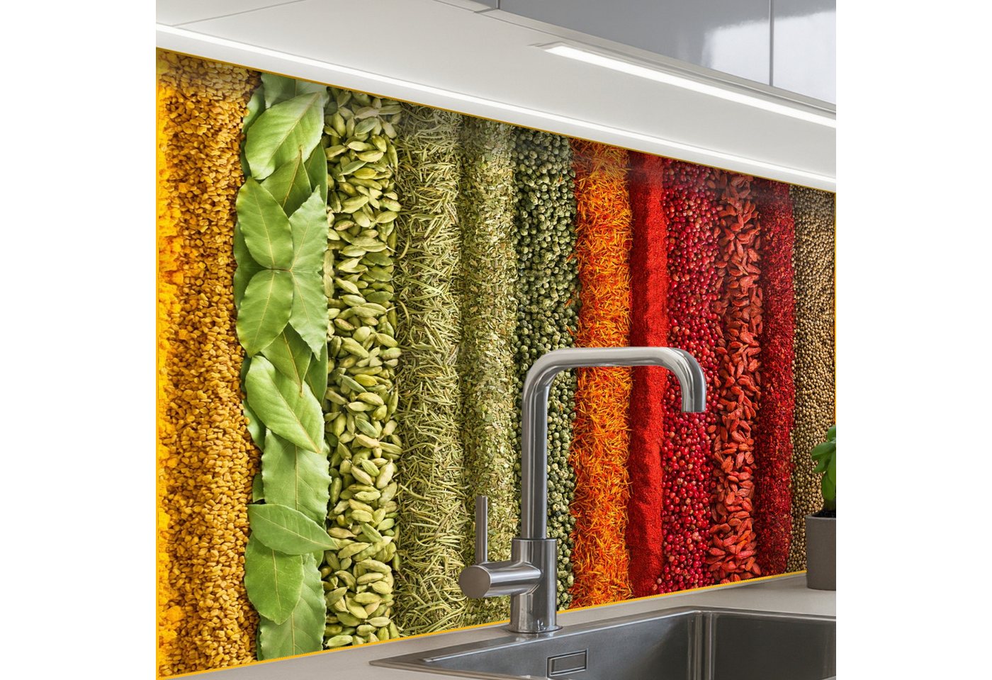 KitchenYeah Küchenrückwand selbstklebend Kräuter - Gewürze - Farbenfroh, (1-tlg), Spritzschutz, Küche, Rückwand, Küchenwand, Küchenfront, 80x60 cm von KitchenYeah