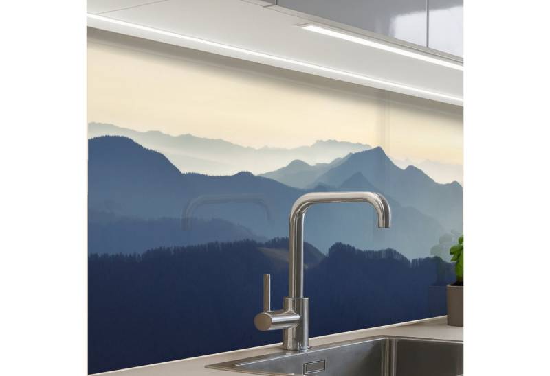 KitchenYeah Küchenrückwand selbstklebend Landschaft - Berge - Grün - Natur, (1-tlg), Spritzschutz, Küche, Rückwand, Küchenwand, Küchenfront, 80x60 cm von KitchenYeah