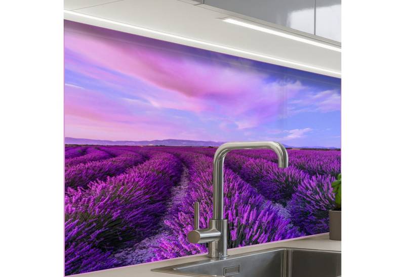 KitchenYeah Küchenrückwand selbstklebend Lavendel - Lila - Blumen - Natur, (1-tlg), Spritzschutz, Küche, Rückwand, Küchenwand, Küchenfront, 80x60 cm von KitchenYeah
