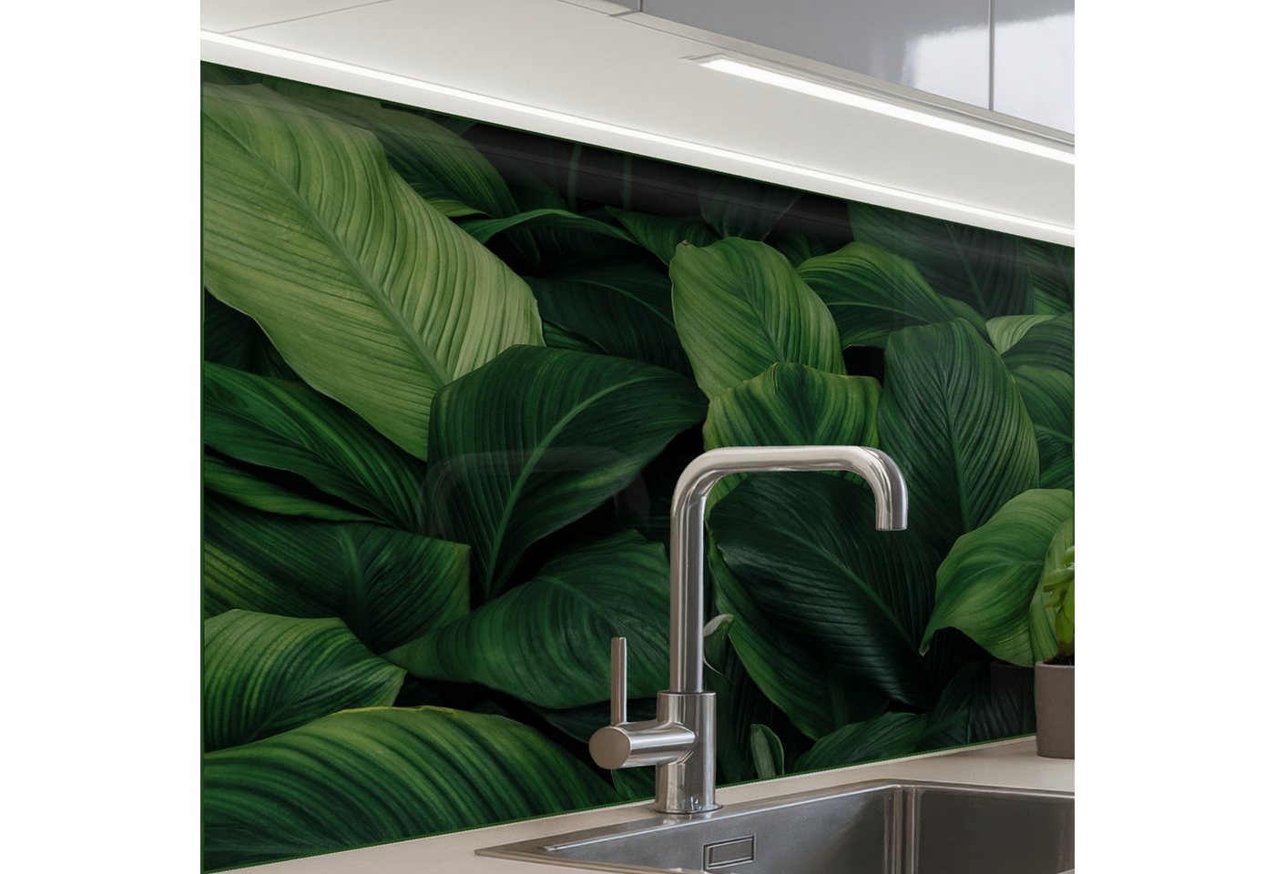 KitchenYeah Küchenrückwand selbstklebend Natur - Tropisch - Blätter - Grün, (1-tlg), Spritzschutz, Küche, Rückwand, Küchenwand, Küchenfront, 80x60 cm von KitchenYeah