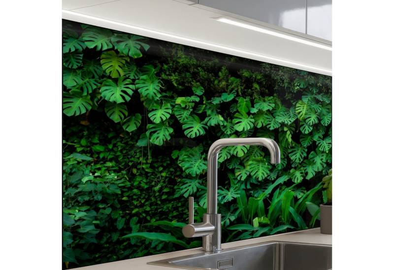 KitchenYeah Küchenrückwand selbstklebend Natur - Wald - Grün - Monstera, (1-tlg), Spritzschutz, Küche, Rückwand, Küchenwand, Küchenfront, 80x60 cm von KitchenYeah
