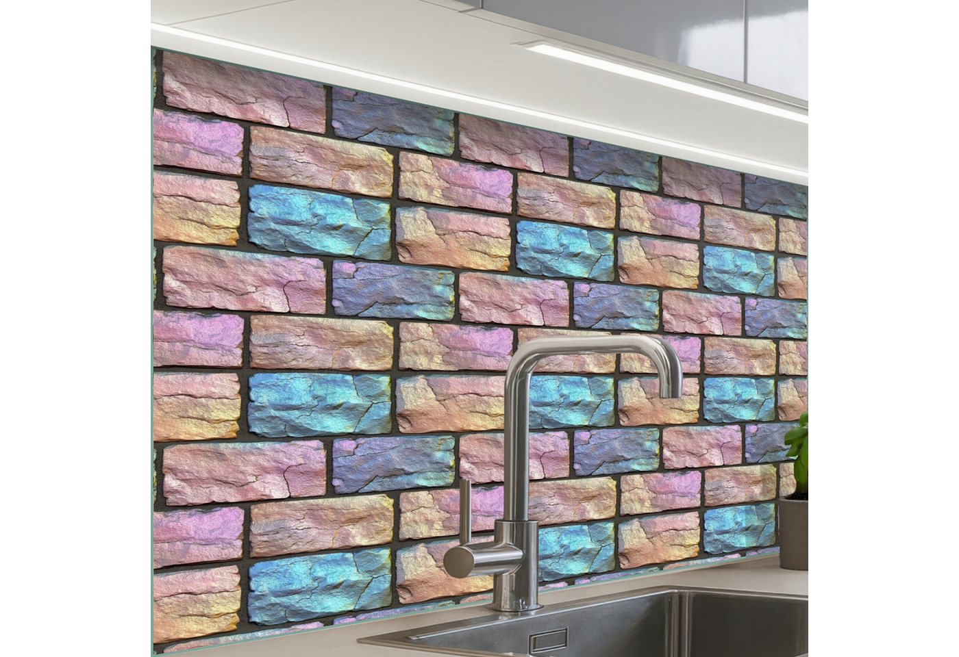 KitchenYeah Küchenrückwand selbstklebend Perle - Ziegel - Wand, (1-tlg), Spritzschutz, Küche, Rückwand, Küchenwand, Küchenfront, 80x60 cm von KitchenYeah