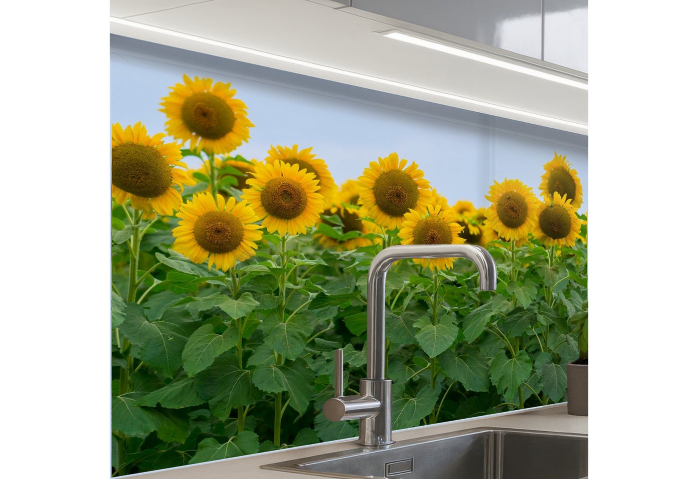 KitchenYeah Küchenrückwand selbstklebend Sonnenblumen - Gelb - Natur, (1-tlg), Spritzschutz, Küche, Rückwand, Küchenwand, Küchenfront, 80x60 cm von KitchenYeah