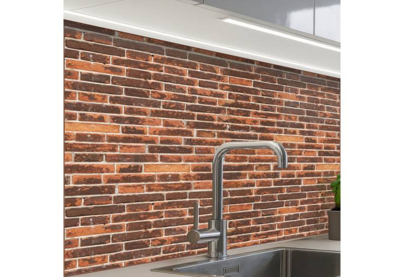 KitchenYeah Küchenrückwand selbstklebend Ziegel - Alt - Mauer - Verfärbung, (1-tlg), Spritzschutz, Küche, Rückwand, Küchenwand, Küchenfront, 80x60 cm von KitchenYeah