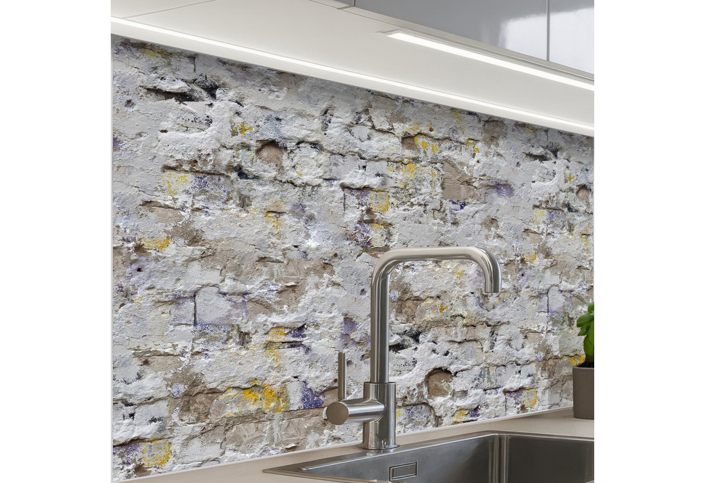 KitchenYeah Küchenrückwand selbstklebend Ziegel - Wand - Farbe, (1-tlg), Spritzschutz, Küche, Rückwand, Küchenwand, Küchenfront, 80x60 cm von KitchenYeah