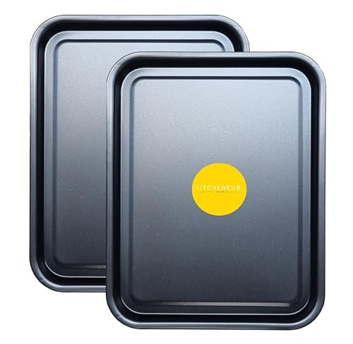 Essentials Backblech-Set, 38 cm, einfache Reinigung, Backblech/Pfanne, antihaftbeschichtet, Multipack-Set, Ofenbleche in Schwarz, spülmaschinenfest und leicht zu reinigen, von KITCHENEUR® (2) von Kitcheneur