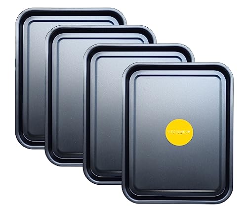 Essentielles Backblech-Set, 38 cm, antihaftbeschichtet, Teflon™-beschichtet zum Backen und Braten, langlebig, spülmaschinenfest und stapelbar, Backformen für einfache Reinigung und platzsparende von Kitcheneur