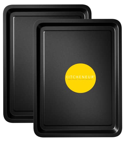 Kitcheneur® Essentials-Backblech-Set, 32 cm, leicht zu reinigen, antihaftbeschichtet, Multipack-Set, Ofenbleche, spülmaschinenfest und leicht zu reinigen, 2 Stück von Kitcheneur