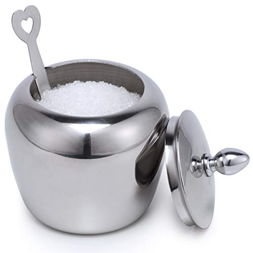 Zuckerdose aus Edelstahl mit Deckel und Löffel in Apfelform für Küche Small 7Oz von Kitchenexus