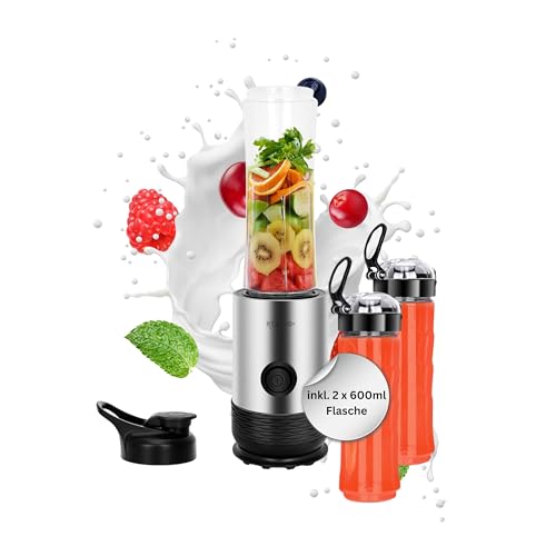 KitchenProPlus Smoothie Maker 260W mit 2 Portable 600ml BPA-Freien Tritan Flaschen, Spülmaschinenfest - Reise Entsafter, Elektrischer Mixer, Entsafter, Blender von Kitchenproplus