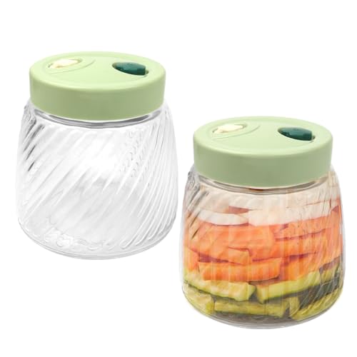 Kitchnexus 1L Fermentierglas mit Entlüftungsventil, 2 Stück Gärbehälter zum Gären von Kimchi und Marmelade von Kitchnexus
