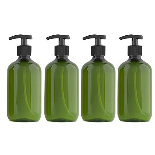 Kitchnexus 4 Stück 300/500ml Seifenspender Lotionspender Leer Flasche mit Schwarz Lotion Pumpe Spender Ideal für Küche Bad (Grün 300ML) von Kitchnexus
