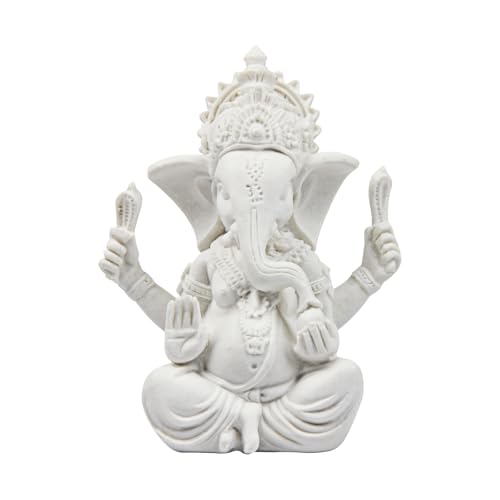 Kitchnexus Ganesha Buddha Statue Sandstein Skulptur Elefant Statue Buddha Figur (Weiß) von Kitchnexus