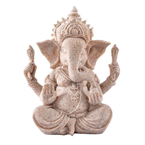 Kitchnexus Ganesha Buddha Statue Kleine Sandstein Skulptur Elefant Statue Buddha Figur als Dekor und Geschenk von Kitchnexus