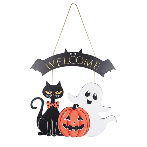 Kitchnexus Halloween Deko Türkranz Holz Türschild Willkommenskranz Wanddekoration Halloween Kranz für Haustür und Wand (Stil A) von Kitchnexus